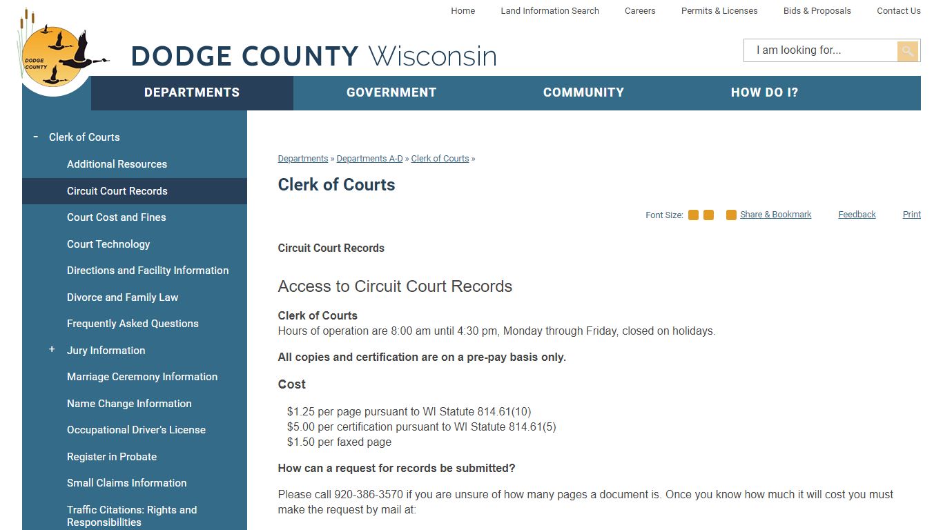 Clerk of Courts | Dodge County, WI